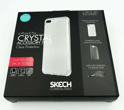 Paquete de accesorios de cubierta protectora de cristal Skech para iPhone 8 Plus/7Plus/6s Plus Foto 1 de 4