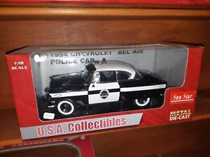 NEUF BOITE 1/18 AMERICAN COLLECTIBLES SUNSTAR 1954 CHEVROLET BEL AIR POLICE CAR