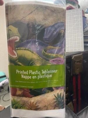 Dino Blast Plastic Banquet Tablecloth Dinosaur Birthday Party Decoration New!!! - Image 1 of 2