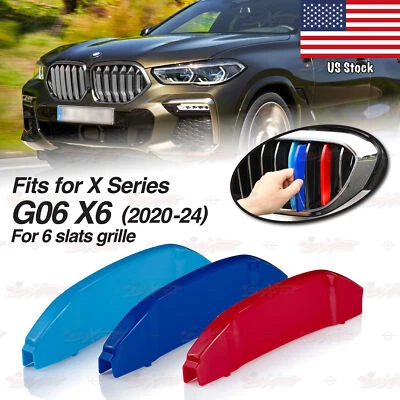 Performance 6 SLATS Kidney Grille 3 Color Cover Clips for BMW X6 G06 2020-2024 - Image 1 of 4