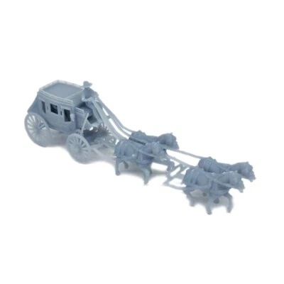 Outland Models Miniatur Alter Westen Pferdekutsche 4-Pferde Postkutsche 1:87