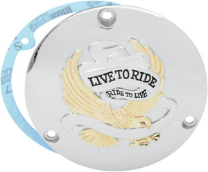 Drag Specialties Live to Ride Derby Cover Gold #1107-0156