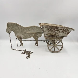 Antique 1914 Gibbs #40 English Pony Cart Articulated Tin & Wood Toy Horse Wagon - Picture 1 of 9