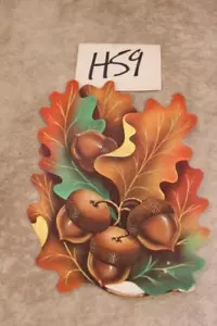 H59 VINTAGE EICHENBLÄTTER & EICHELN PAPPE GESTANZT HERBSTDEKORATION 5 X 7" NOS - Bild 1 von 1