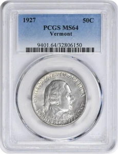 1927 Vermont Commemorative Silver Half Dollar MS64 PCGS - Picture 1 of 2