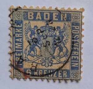 Germany Baden: 6kr, Blue, nice cancel. CV:£110. Nice. - Picture 1 of 9