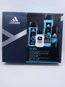 Men’s Adidas 4-Pc Gift Set, Ice Dive~ After Shave,Body Wash,Deo, Mens Gift NEW