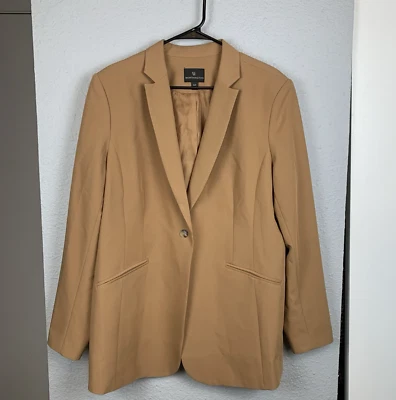 Blazer Traje Chaqueta Negocios Worthington Para Mujer XLT Bronceado Un Botón Elastizado Foto 1 de 4