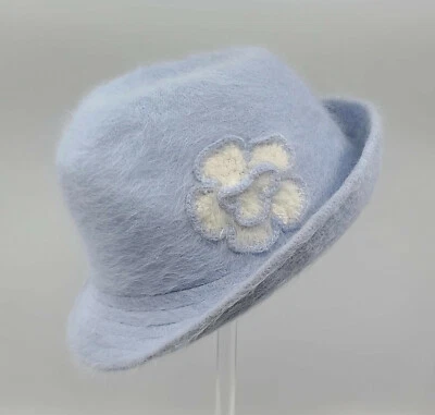 * ¡GUAU! DE COLECCIÓN FEDORA DE ANGORA DE LUJO CON FLOR DE PUNTO * DIFERENTES COLORES * Foto 1 de 4