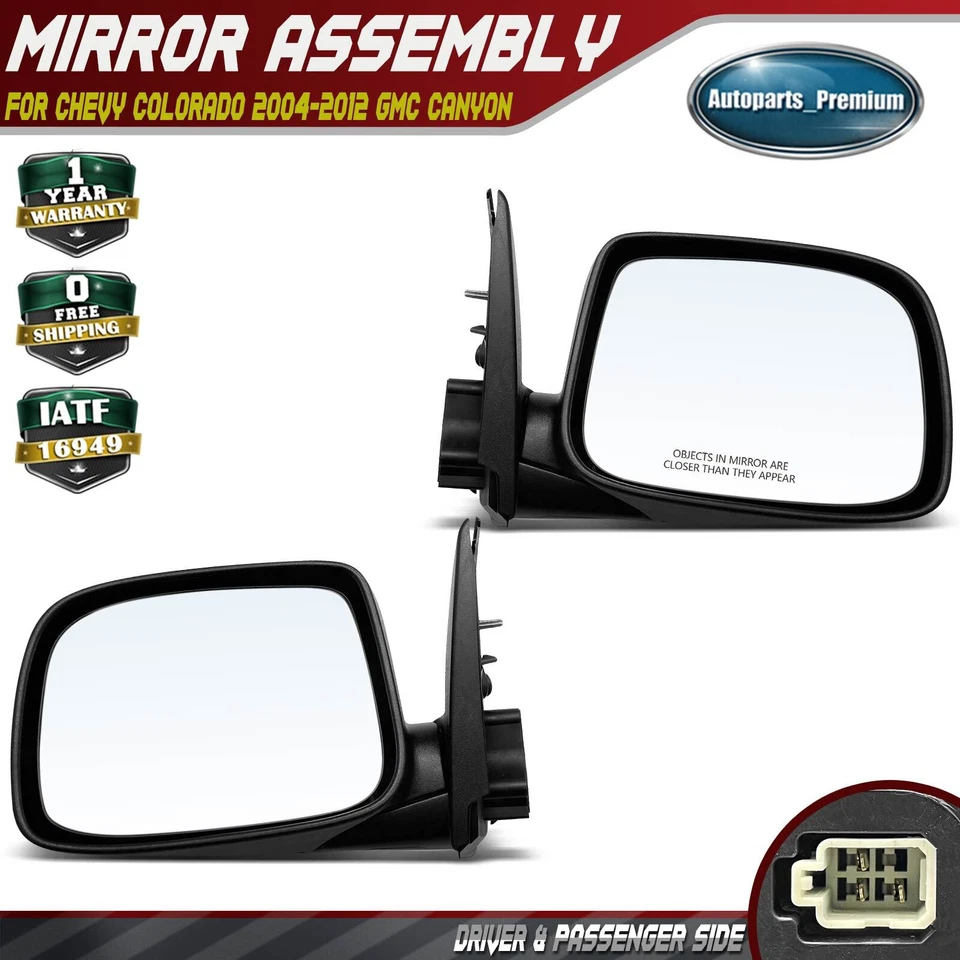 Espejo retrovisor eléctrico negro para conductor y pasajero para Chevy Colorado 2004-2012 GMC Canyon Foto 1 de 4