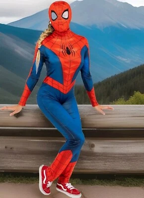 Women's Marvel Spider-Man Classic Costume Spandex Suit & Mask Adult Sz Small 4-6 - Image 1 of 4