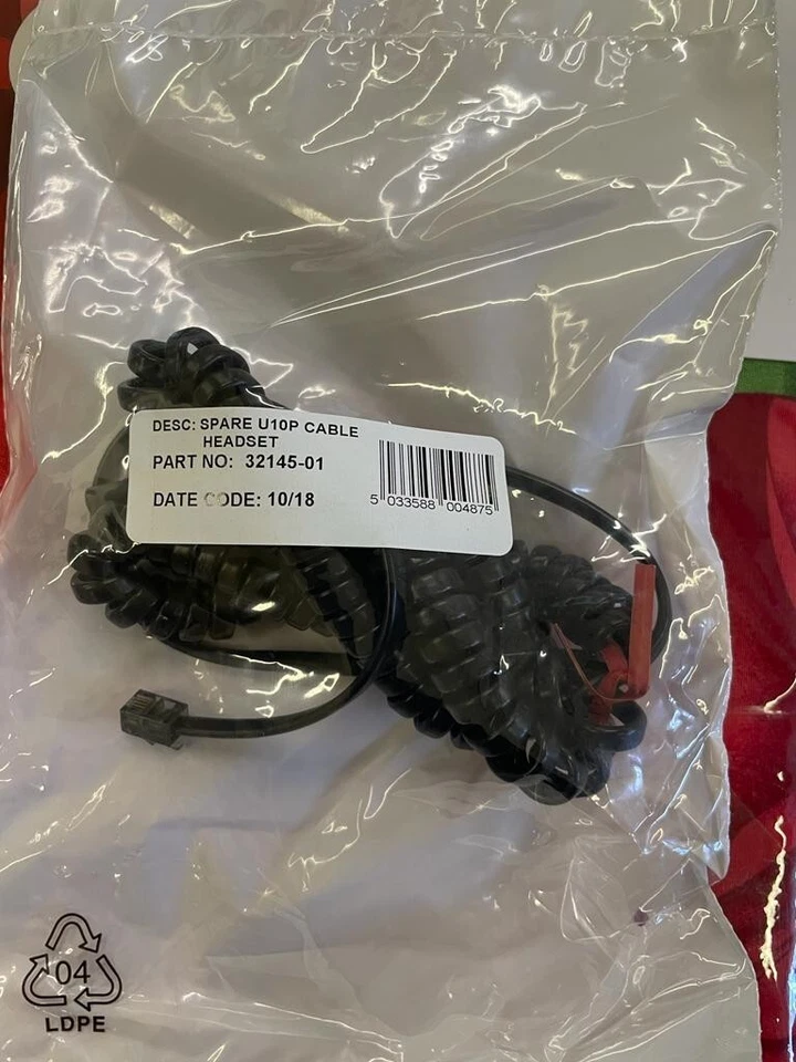 Plantronics Spare U10P Cable Headset 32145-01 Date Code: 10/18 PACK OF 10 CABLES - Image 1 of 2