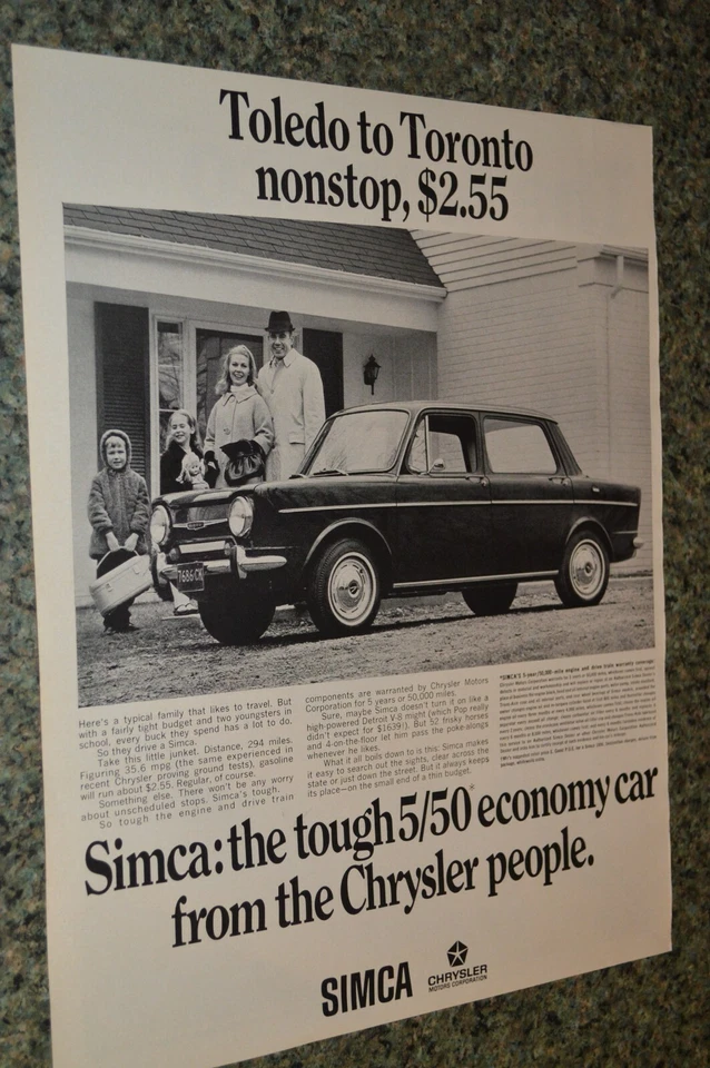 SIMCA 1000 1967 anuncio impreso original grande 67 Foto 1 de 1