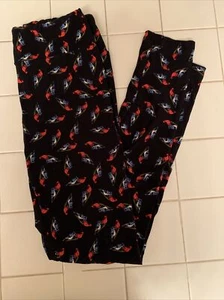 Lularoe cardinal blue jay bird o/s legging black red blue - Picture 1 of 3