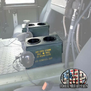 2 MILITARY HUMVEE CUP HOLDERS (holds 4 cups) CENTER CONSOLE (A) M998 AMMO CAN