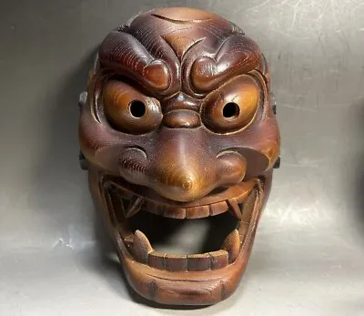 SHIKAMI Mask #394 Japanese Vtg Oni Demon Devil Orge God Kagura Noh Kabuki Hannya • 36$