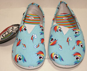NEW MY LITTLE PONY RAINBOW DASH CUTIE CANVAS SLIP ON SHOES SLIPPERS LADIES LARGE