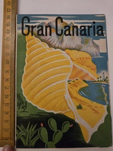 Mapa turístico de Gran Canaria vintage plano de ciudad de Las Palmas ilustrado desplegable años 50 - Imagen 1 de 5