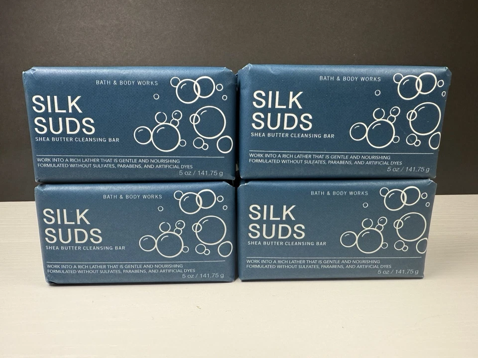 4 Bath & Body Works Silk Suds Shea Butter Cleansing Soap Bars - Image 1 of 1