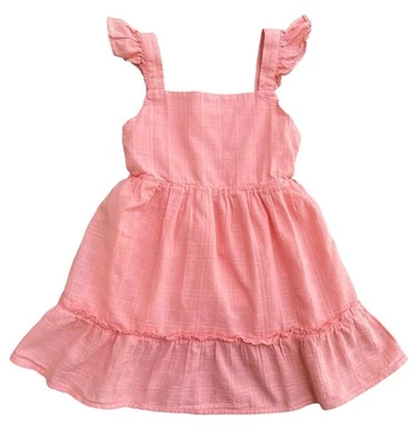 Gap Kids Girls Size XS (4/5) Peach Gauze Ruffled Cotton Dress Lined Cap Sleeve - Image 1 of 4