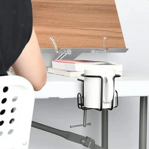 Porte-boissons de bureau à clipser en métal avec porte-écouteurs, - Photo 1/6
