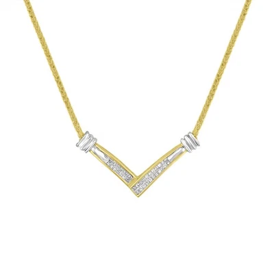 14K Yellow and White Gold 1/4 Carat Princess Cut Diamond 18" Pendant Necklace - Image 1 of 4