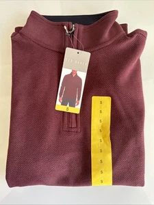 Ted Baker Mens 1/4 Zip Pullover Sweater Size Small Burgundy New With Tags - Picture 1 of 3
