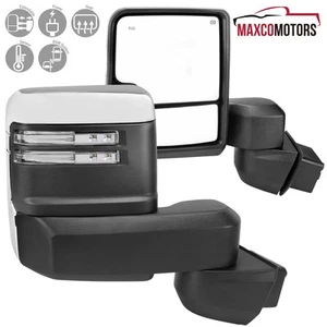 Tow Mirrors Fits 2020-2024 Silverado 2500HD 3500HD Power Heated Chrome+LED+Blind - Picture 1 of 8
