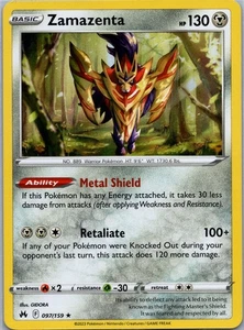 Zamazenta 097/159 Crown Zenith Holo Rare Near Mint NM - Picture 1 of 2