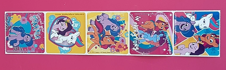 5 adesivos My Little Pony, 2,5" x 2,5" cada, favoritos para festas - Imagem 1 de 1