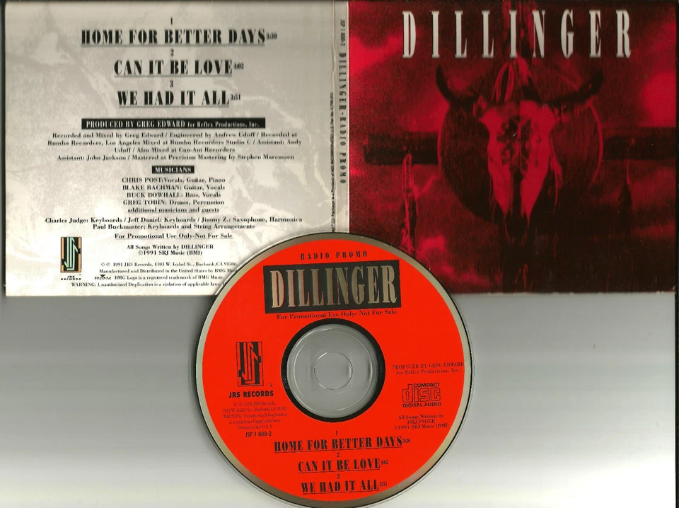 DILLINGER Ultra Rare 1991 SAMPLER 3 TRX USA PROMO DJ CD single Heavy Metal hair - Image 1 of 1