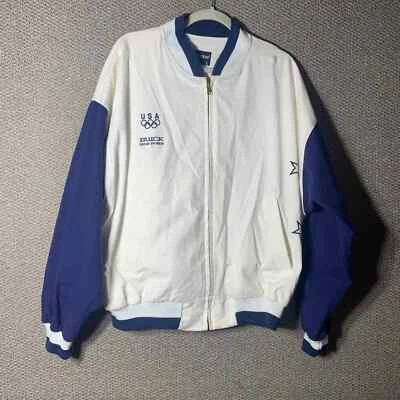 Jaqueta Swingster Masculina Equipe EUA Grande Branca Bombardeiro Olímpico Bolsos com Zíper Completo EUA - Imagem 1 de 4