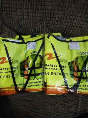Zojo Work Safety Vest High Visibility Unisex XL Sleeveless Neon Yellow 3 Vests - Image 1 of 4