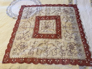 Small Square Tablecloth 35”x35” Rust & Tan New - Picture 1 of 4