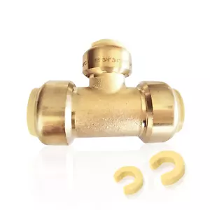 EFIELD (confezione da 2 a 100) 3/4" x 3/4" x 1/2" raccordi in ottone push fit Tee &Clip senza piombo - Foto 1 di 6