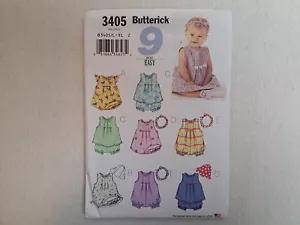 Butterick Pattern - Infants' Dress, Top, Romper, Panties, & Hat (L-XL) #3405 UC - Picture 1 of 6