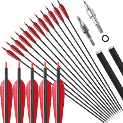 33.5" Carbon Arrow Archery 5" Turkey Feather Recurvebow Compound Bow Hunt Shoot - Image 1 of 4