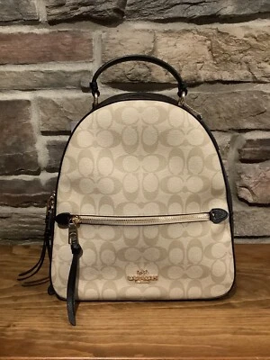 Coach Signature Pattern Jordyn Backpack Purse Light Khaki-NWT (C2002) Brand New! - Image 1 of 4
