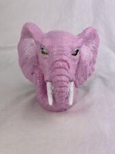 Pink Elephant Head Glowing Marble Eyes Candle Tealight Holder OOAK Unique Decor
