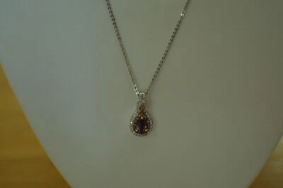 Colgante Bekily 1,10 quilates cambio de color granate/circón cadena de 20" platino sobre plata Foto 1 de 4