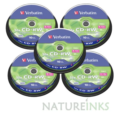 50 Verbatim CD-RW 1x - 12x rewritable blank discs CD RW High Ultra burn 43480 - Image 1 of 4