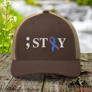 Suicide Awareness Ribbon Stay Trucker Hat for Men Women - Picture 1 of 28