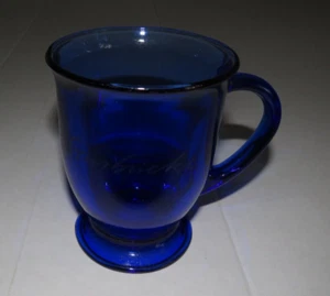 Tazza da caffè Starbucks in vetro blu vintage latte tè cacao - Foto 1 di 5