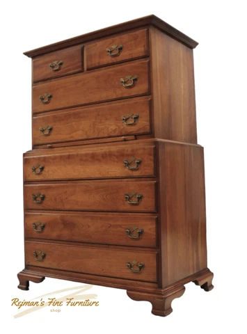 Stickley Chippendale Style Large Cherry Valley Chest on Chest Cover