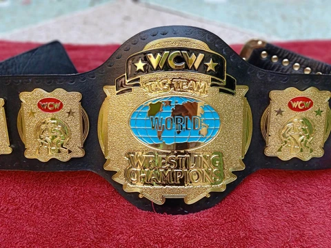 WORLD TAG TEAM WCW WRESTLING CHAMPION BELT 4MM ZINC & 24K GOLD PLATED Cover