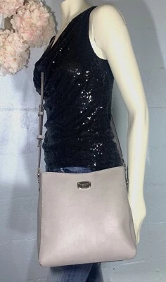 Michael Kors Gray Saffiano Leather Messenger  Crossbody W/ Matching Wallet - Image 1 of 4