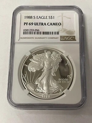 1988 S  American Silver Eagle NGC PF 69 ULTRA CAMEO - Image 1 of 2