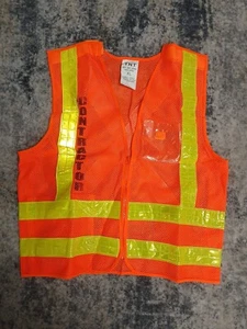 T N T Contractor High-Viz orange Sicherheitsweste ANSI/ISEA Größe XL kostenloser Versand  - Bild 1 von 8
