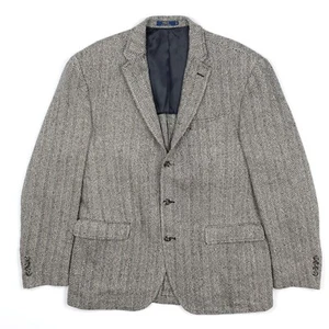 Polo Ralph Lauren Linen Silk Sport Coat 44 Tweed Blazer Jacket Herringbone Italy - Picture 1 of 20
