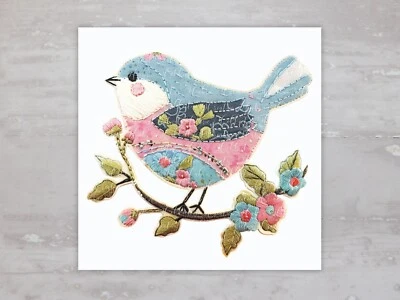 Painel de tecido acolchoado aparência pássaro colcha quadrada artesanato costura colcha bloco A43 - Imagem 1 de 4